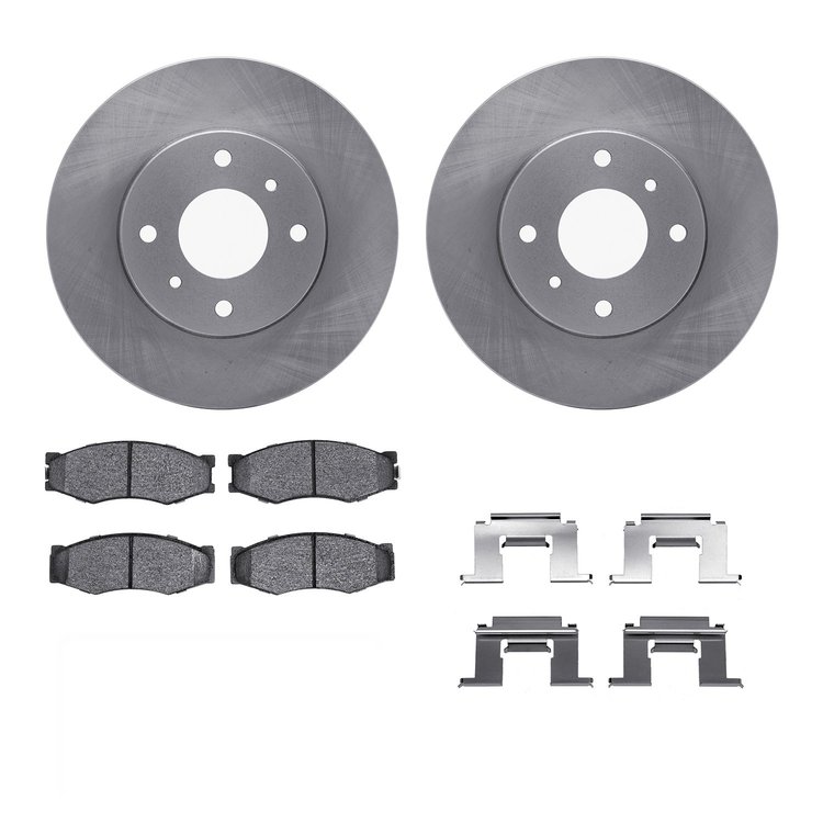 6312-67018 Brake Rotors with 3000-Series Ceramic Brake Pads Kit with Hardware, 1984-1988 Infiniti/Nissan, Position: Front