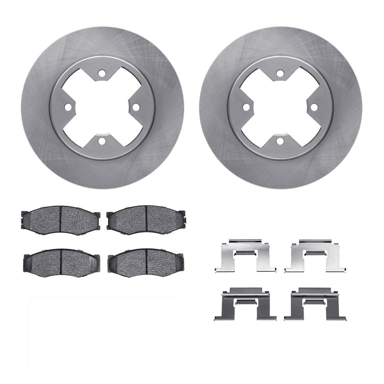 6312-67021 Brake Rotors with 3000-Series Ceramic Brake Pads Kit with Hardware, 1984-1986 Infiniti/Nissan, Position: Front
