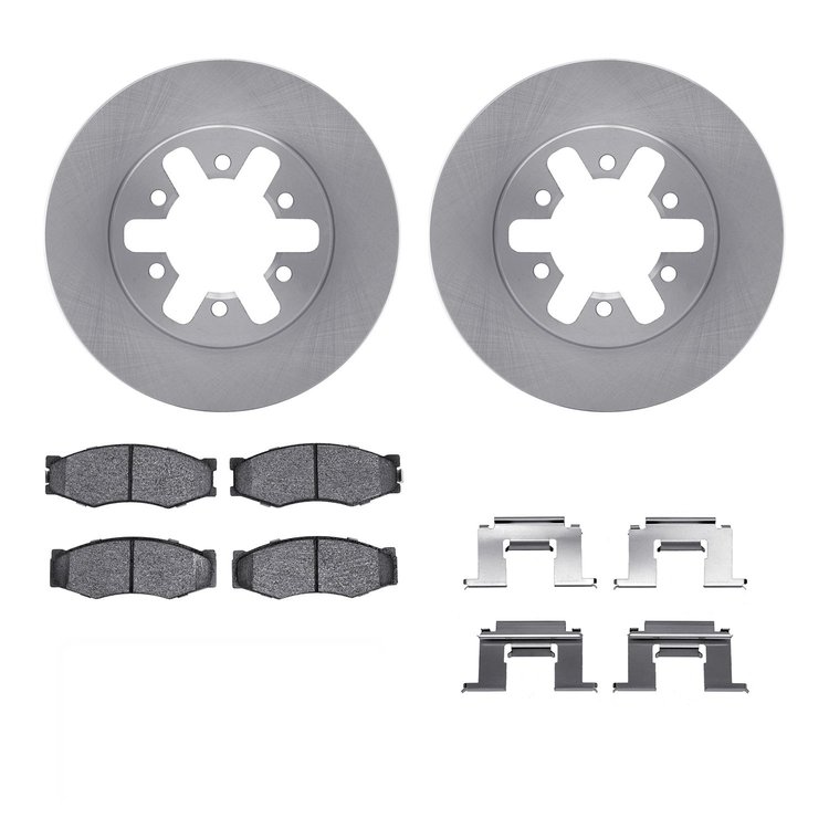 6312-67022 Brake Rotors with 3000-Series Ceramic Brake Pads Kit with Hardware, 1982-1985 Infiniti/Nissan, Position: Front