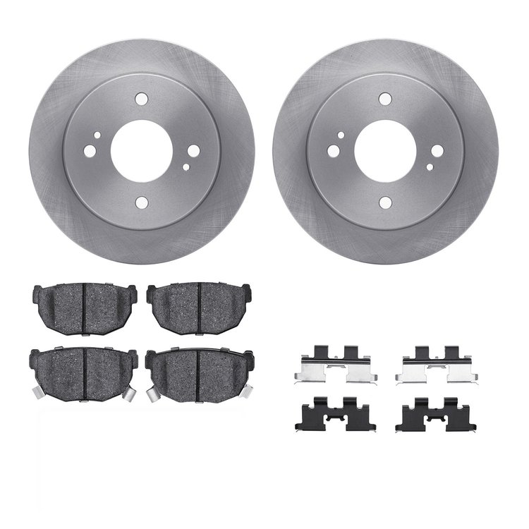 6312-67029 Brake Rotors with 3000-Series Ceramic Brake Pads Kit with Hardware, 1982-1988 Infiniti/Nissan, Position: Rear