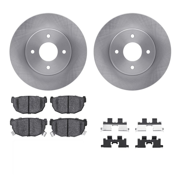 6312-67030 Brake Rotors with 3000-Series Ceramic Brake Pads Kit with Hardware, 1984-1985 Infiniti/Nissan, Position: Rear
