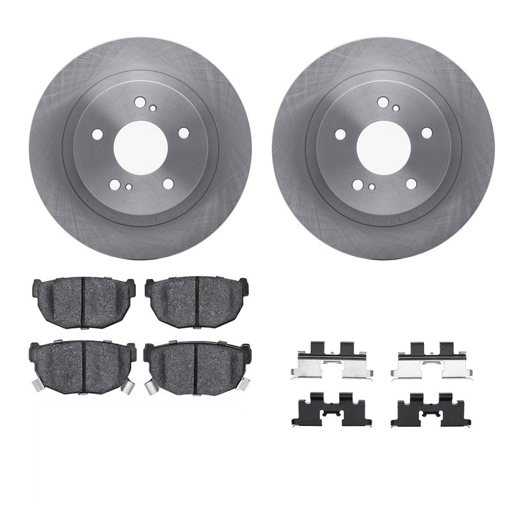 6312-67031 Brake Rotors with 3000-Series Ceramic Brake Pads Kit with Hardware, 1984-1988 Infiniti/Nissan, Position: Rear