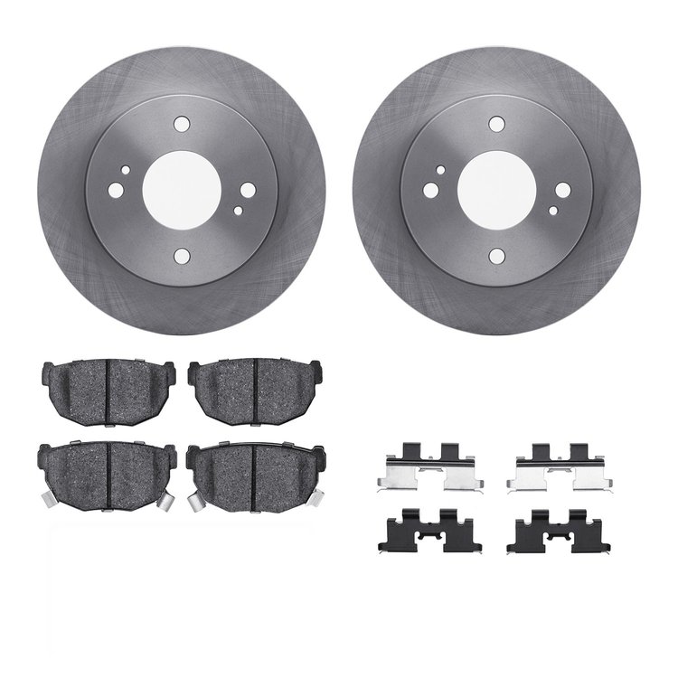 6312-67032 Brake Rotors with 3000-Series Ceramic Brake Pads Kit with Hardware, 1989-1998 Infiniti/Nissan, Position: Rear