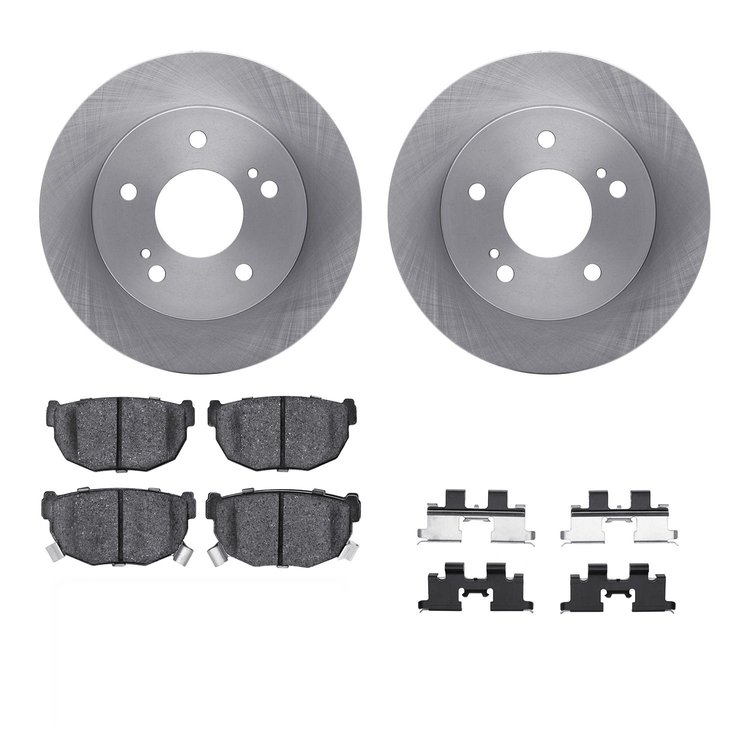 6312-67033 Brake Rotors with 3000-Series Ceramic Brake Pads Kit with Hardware, 1994-1998 Infiniti/Nissan, Position: Rear