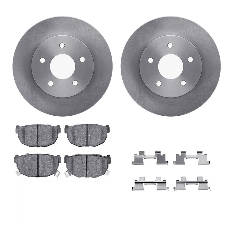 6312-67034 Brake Rotors with 3000-Series Ceramic Brake Pads Kit with Hardware, 1987-1989 Infiniti/Nissan, Position: Rear