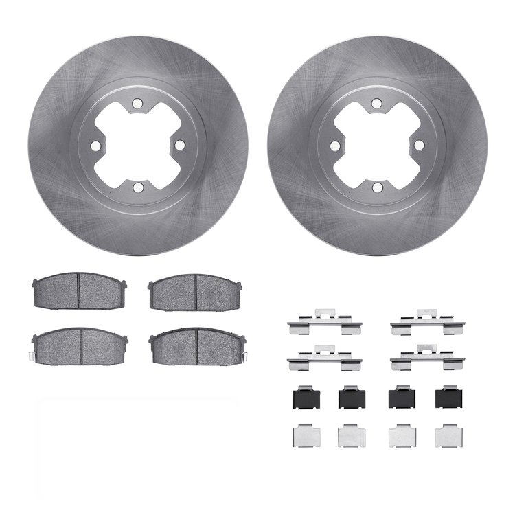 6312-67038 Brake Rotors with 3000-Series Ceramic Brake Pads Kit with Hardware, 1987-1988 Infiniti/Nissan, Position: Front