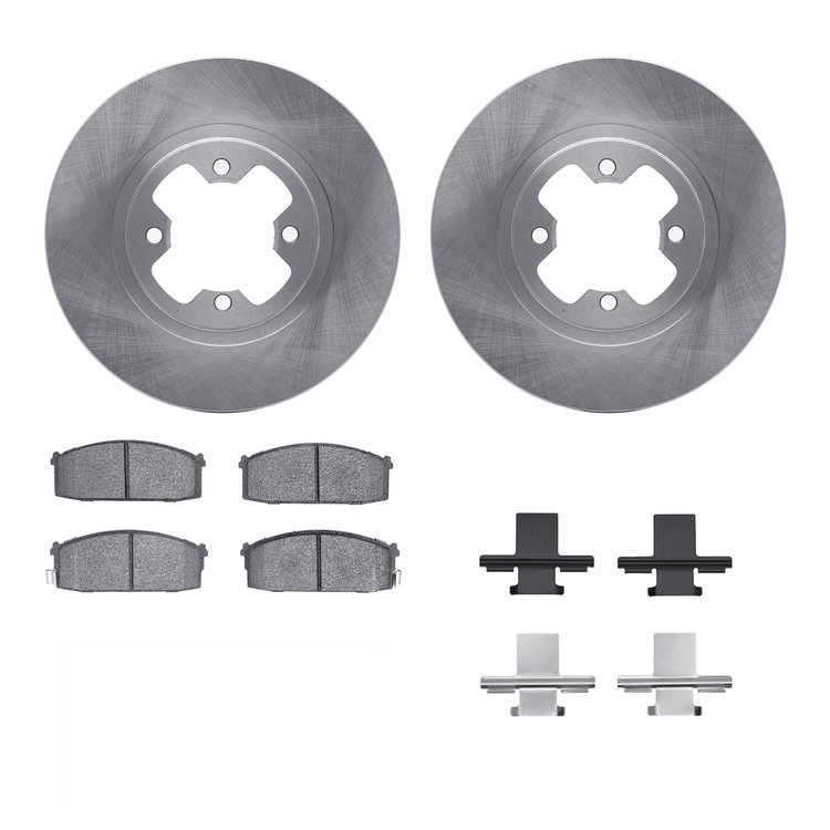 6312-67039 Brake Rotors with 3000-Series Ceramic Brake Pads Kit with Hardware, 1981-1986 Infiniti/Nissan, Position: Front