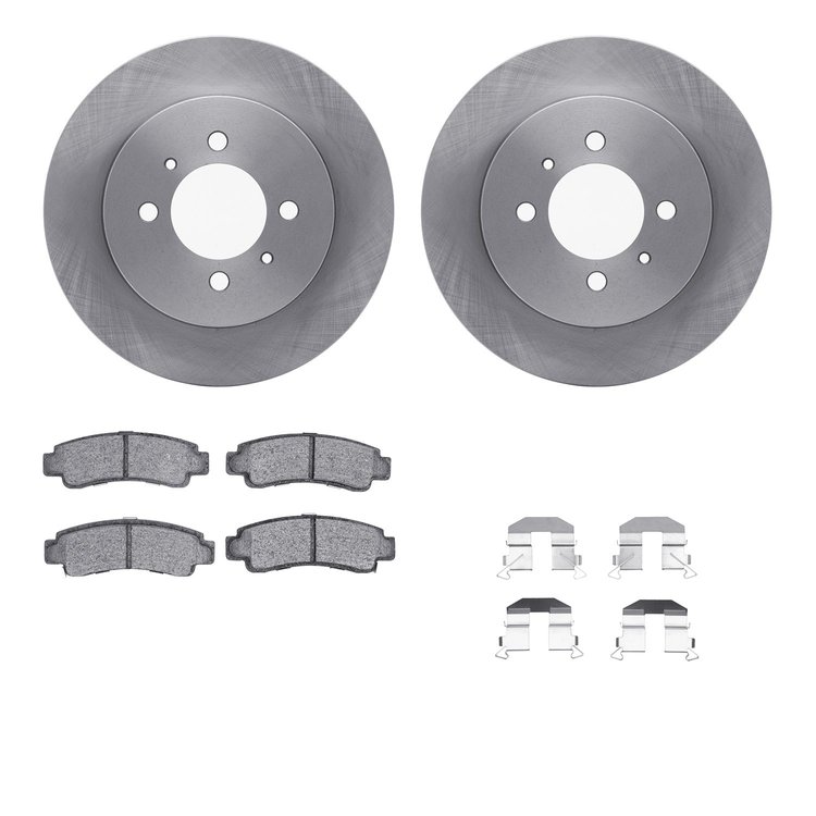 6312-67062 Brake Rotors with 3000-Series Ceramic Brake Pads Kit with Hardware, 1991-1994 Infiniti/Nissan, Position: Rear