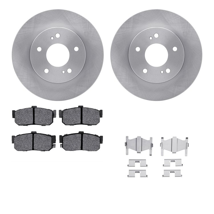 6312-67066 Brake Rotors with 3000-Series Ceramic Brake Pads Kit with Hardware, 1994-2000 Infiniti/Nissan, Position: Rear