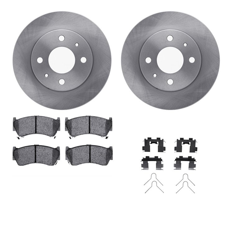 6312-67074 Brake Rotors with 3000-Series Ceramic Brake Pads Kit with Hardware, 1995-2000 Infiniti/Nissan, Position: Front