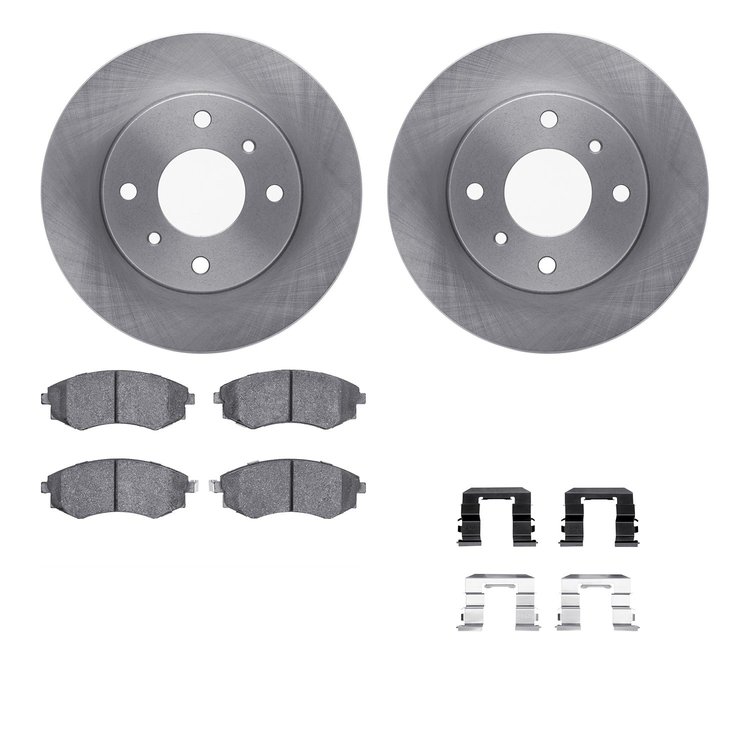 6312-67080 Brake Rotors with 3000-Series Ceramic Brake Pads Kit with Hardware, 1989-2006 Infiniti/Nissan, Position: Front