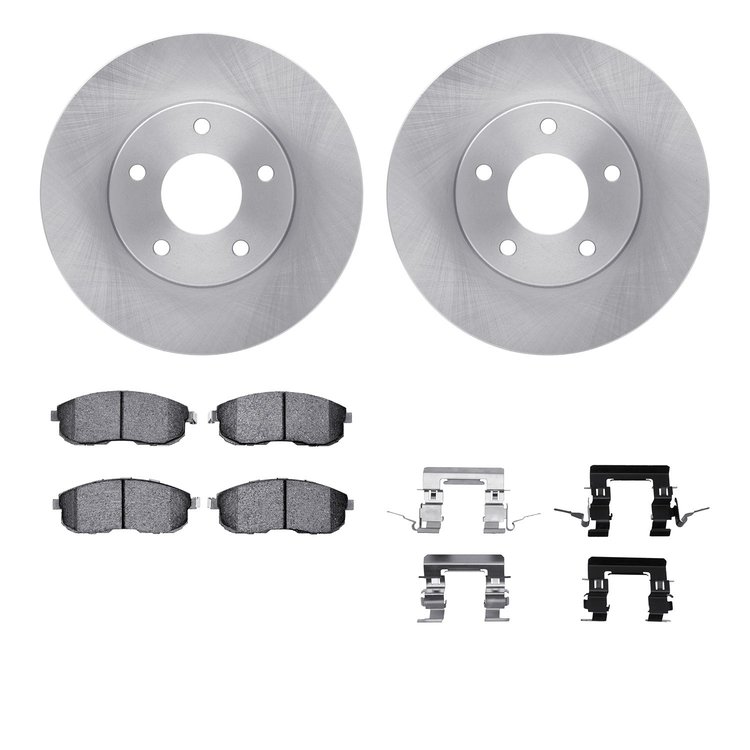 6312-67083 Brake Rotors with 3000-Series Ceramic Brake Pads Kit with Hardware, 1999-2001 Infiniti/Nissan, Position: Front