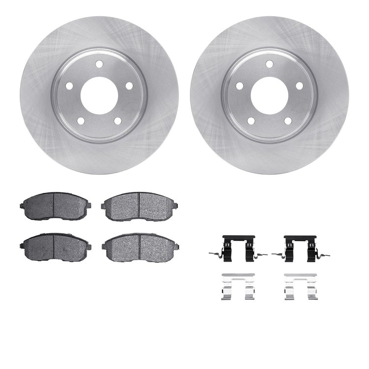 6312-67087 Brake Rotors with 3000-Series Ceramic Brake Pads Kit with Hardware, 2002-2006 Infiniti/Nissan, Position: Front