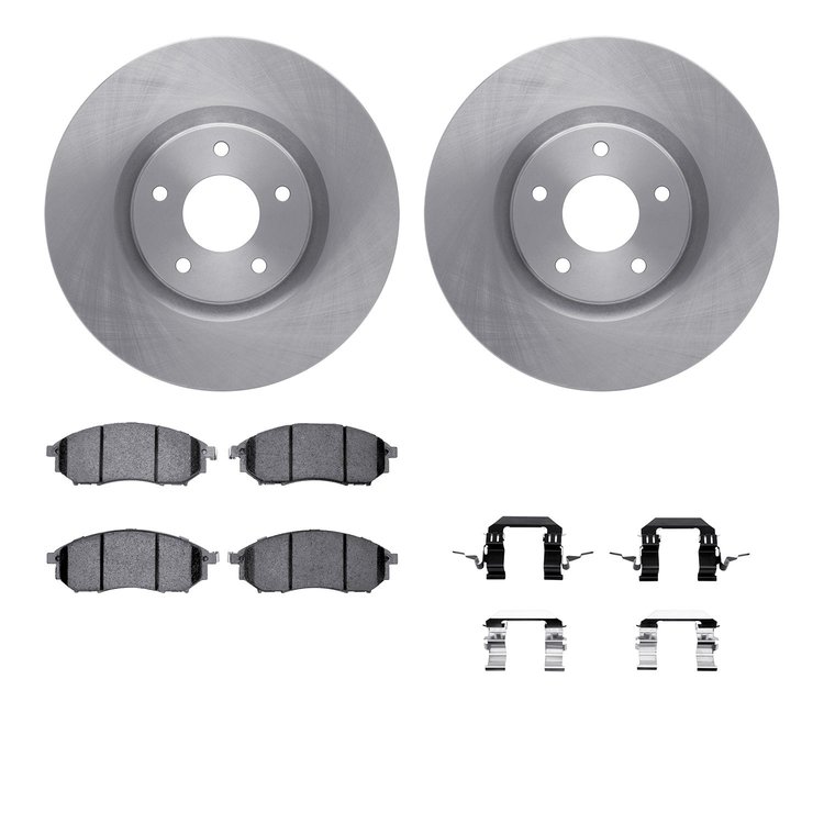 6312-67092 Brake Rotors with 3000-Series Ceramic Brake Pads Kit with Hardware, 2009-2016 Renault, Position: Front