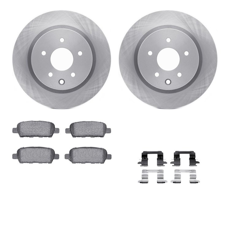 6312-67100 Brake Rotors with 3000-Series Ceramic Brake Pads Kit with Hardware, 2005-2021 Infiniti/Nissan, Position: Rear