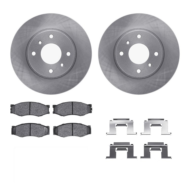 6312-68001 Brake Rotors with 3000-Series Ceramic Brake Pads Kit with Hardware, 1990-1992 Infiniti/Nissan, Position: Front