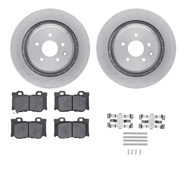6312-68016 Brake Rotors with 3000-Series Ceramic Brake Pads Kit with Hardware, 2008-2020 Infiniti/Nissan, Position: Rear