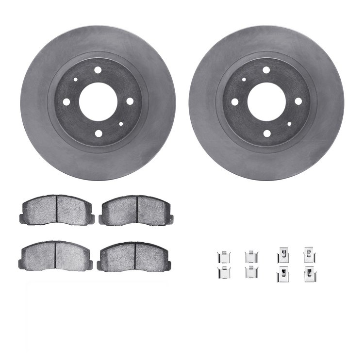 6312-72012 Brake Rotors with 3000-Series Ceramic Brake Pads Kit with Hardware, 1985-1987 Mitsubishi, Position: Front