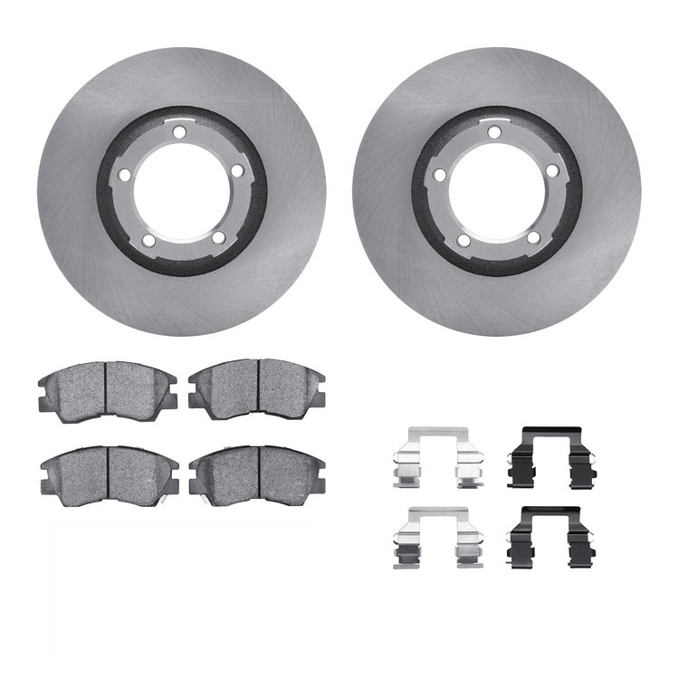 6312-72024 Brake Rotors with 3000-Series Ceramic Brake Pads Kit with Hardware, 1987-1990 Mitsubishi, Position: Front