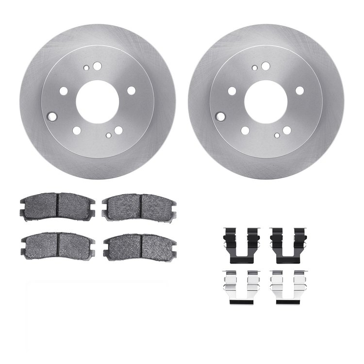 6312-72029 Brake Rotors with 3000-Series Ceramic Brake Pads Kit with Hardware, 2004-2012 Mitsubishi, Position: Rear