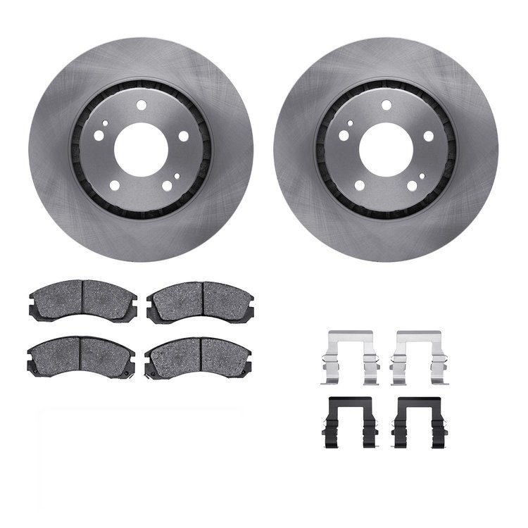 6312-72042 Brake Rotors with 3000-Series Ceramic Brake Pads Kit with Hardware, 2009-2015 Mitsubishi, Position: Front