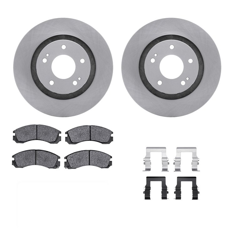 6312-72045 Brake Rotors with 3000-Series Ceramic Brake Pads Kit with Hardware, Fits Select Mitsubishi, Position: Front