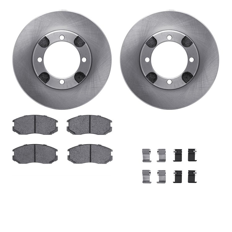 6312-72059 Brake Rotors with 3000-Series Ceramic Brake Pads Kit with Hardware, 1992-1992 Mitsubishi, Position: Front