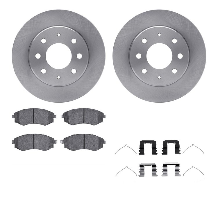 6312-72065 Brake Rotors with 3000-Series Ceramic Brake Pads Kit with Hardware, 1998-2001 Kia/Hyundai/Genesis, Position: Front