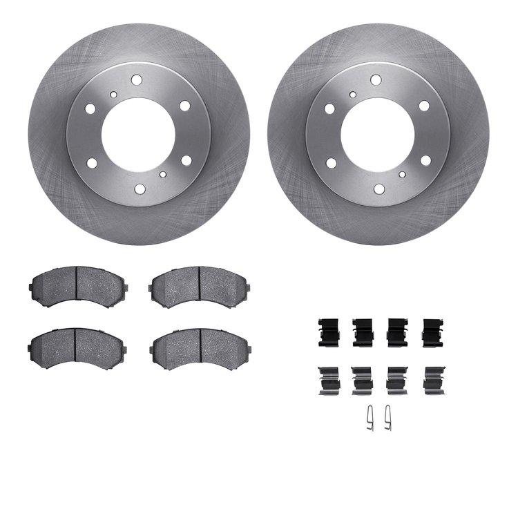 6312-72071 Brake Rotors with 3000-Series Ceramic Brake Pads Kit with Hardware, 2000-2006 Mitsubishi, Position: Front