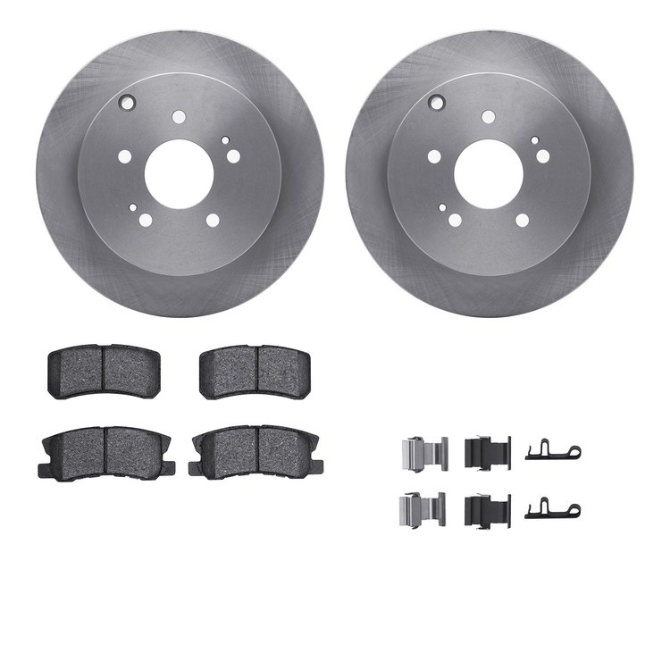 6312-72074 Brake Rotors with 3000-Series Ceramic Brake Pads Kit with Hardware, 2004-2011 Mitsubishi, Position: Rear