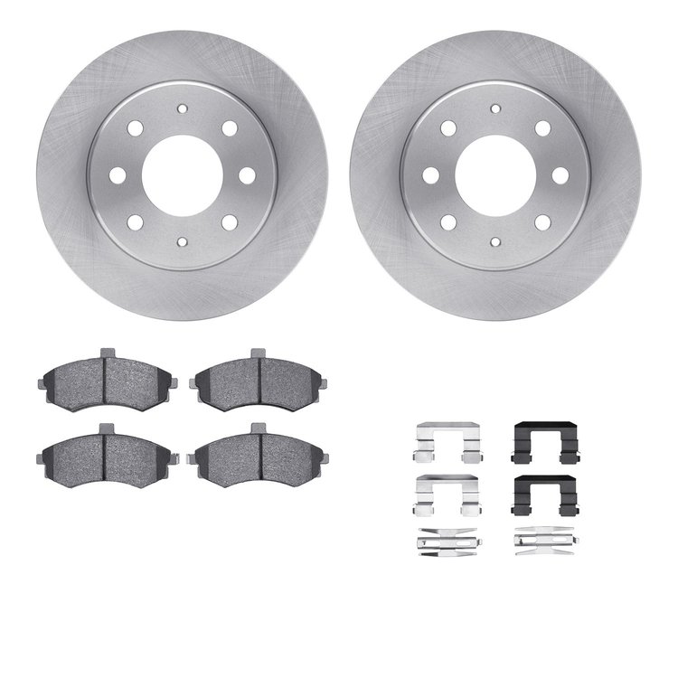 6312-72078 Brake Rotors with 3000-Series Ceramic Brake Pads Kit with Hardware, 2002-2005 Kia/Hyundai/Genesis, Position: Front