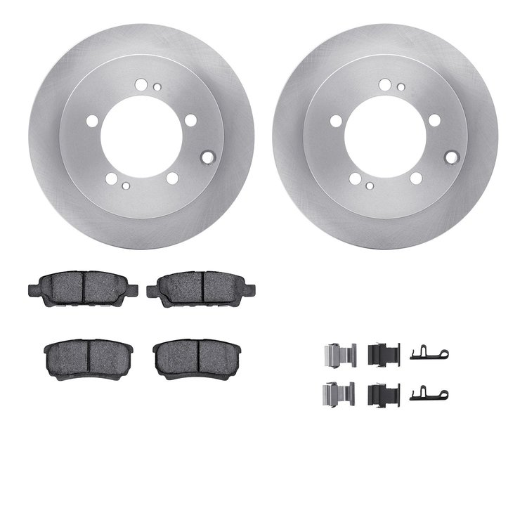 6312-72084 Brake Rotors with 3000-Series Ceramic Brake Pads Kit with Hardware, 2004-2007 Mitsubishi, Position: Rear