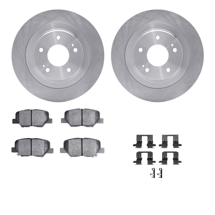 6312-72087 Brake Rotors with 3000-Series Ceramic Brake Pads Kit with Hardware, Fits Select Mitsubishi, Position: Rear