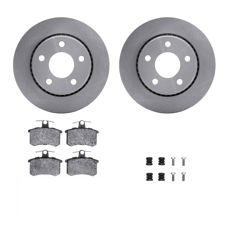 6312-73002 Brake Rotors with 3000-Series Ceramic Brake Pads Kit with Hardware, 1986-1991 Audi/Volkswagen, Position: Rear
