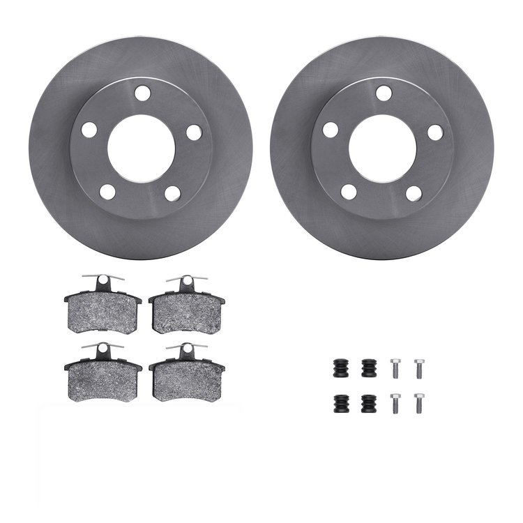 6312-73003 Brake Rotors with 3000-Series Ceramic Brake Pads Kit with Hardware, 1980-1991 Audi/Volkswagen, Position: Rear