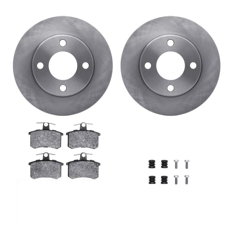 6312-73004 Brake Rotors with 3000-Series Ceramic Brake Pads Kit with Hardware, 1984-1995 Audi/Volkswagen, Position: Rear