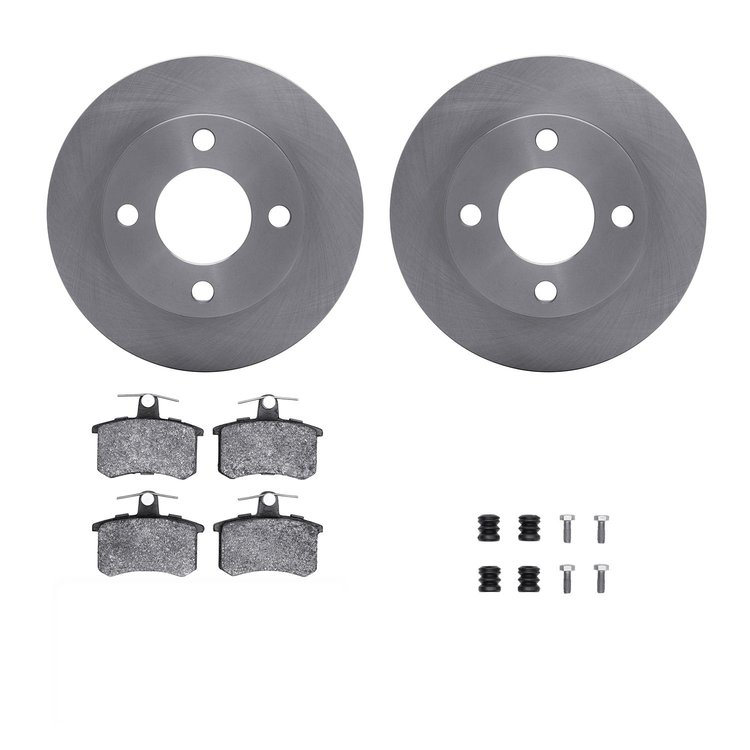 6312-73005 Brake Rotors with 3000-Series Ceramic Brake Pads Kit with Hardware, 1982-1998 Audi/Volkswagen, Position: Rear