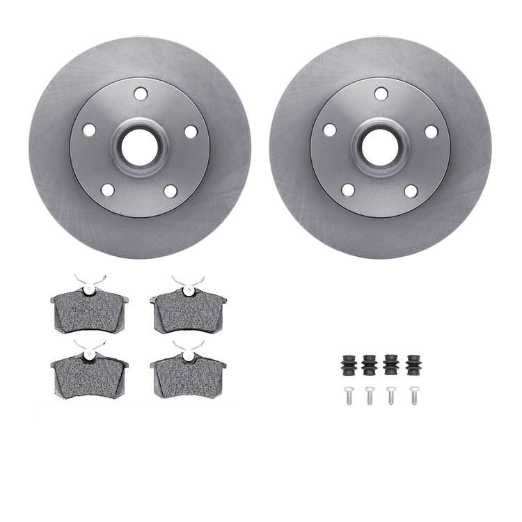 6312-73017 Brake Rotors with 3000-Series Ceramic Brake Pads Kit with Hardware, 1997-2001 Audi/Volkswagen, Position: Rear