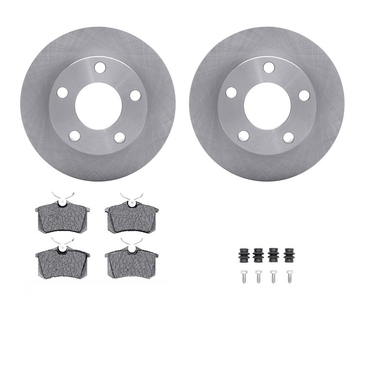 6312-73018 Brake Rotors with 3000-Series Ceramic Brake Pads Kit with Hardware, 1998-1998 Audi/Volkswagen, Position: Rear
