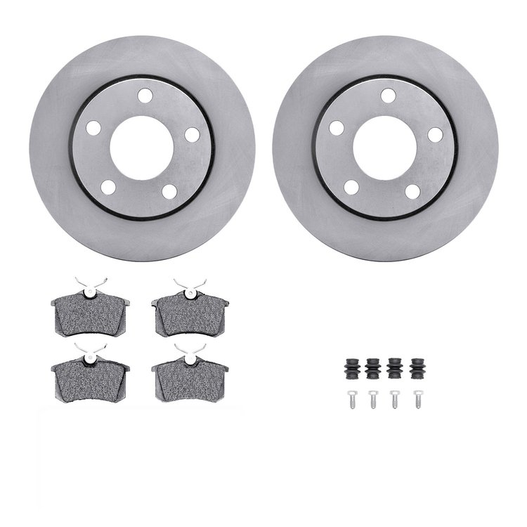 6312-73020 Brake Rotors with 3000-Series Ceramic Brake Pads Kit with Hardware, 2000-2002 Audi/Volkswagen, Position: Rear