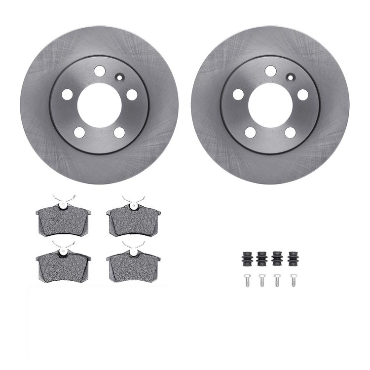 6312-73021 Brake Rotors with 3000-Series Ceramic Brake Pads Kit with Hardware, 2001-2006 Audi/Volkswagen, Position: Rear