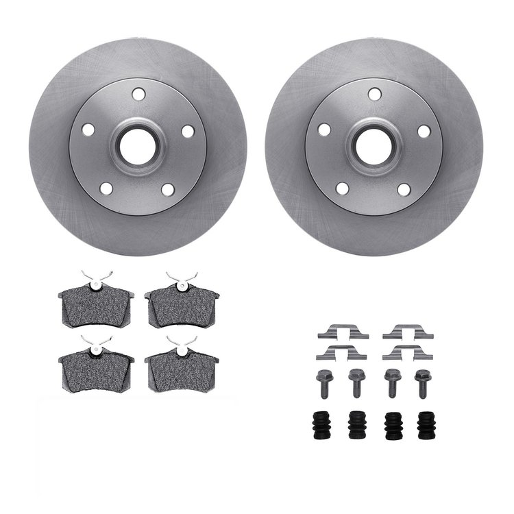 6312-73024 Brake Rotors with 3000-Series Ceramic Brake Pads Kit with Hardware, 2000-2008 Audi/Volkswagen, Position: Rear