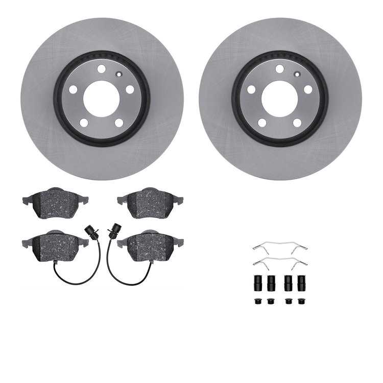 6312-73036 Brake Rotors with 3000-Series Ceramic Brake Pads Kit with Hardware, 1997-2000 Audi/Volkswagen, Position: Front