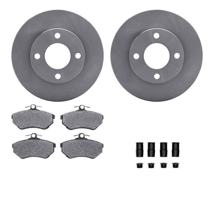 6312-73040 Brake Rotors with 3000-Series Ceramic Brake Pads Kit with Hardware, 1990-1991 Audi/Volkswagen, Position: Front