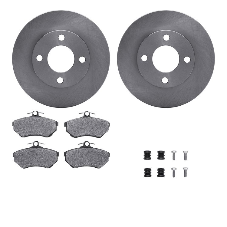 6312-73041 Brake Rotors with 3000-Series Ceramic Brake Pads Kit with Hardware, 1980-1992 Audi/Volkswagen, Position: Front