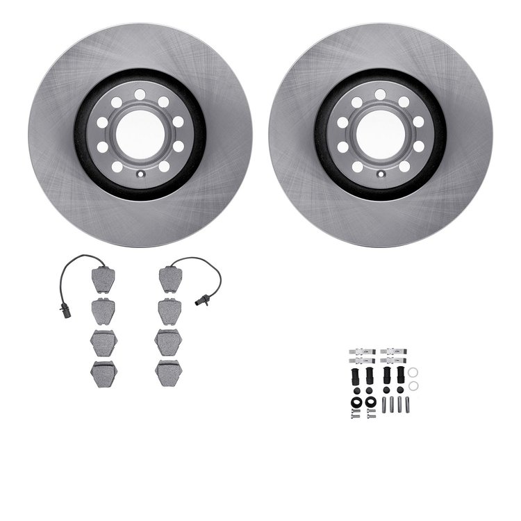 6312-73046 Brake Rotors with 3000-Series Ceramic Brake Pads Kit with Hardware, 1999-2005 Audi/Volkswagen, Position: Front
