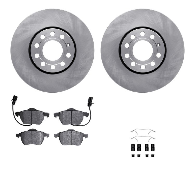 6312-73047 Brake Rotors with 3000-Series Ceramic Brake Pads Kit with Hardware, 1998-2008 Audi/Volkswagen, Position: Front