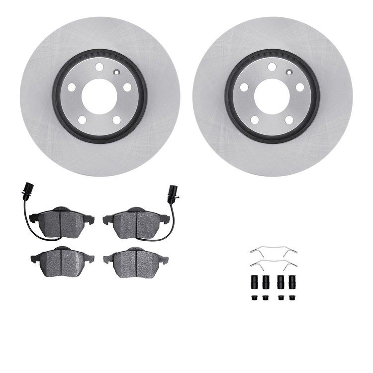 6312-73048 Brake Rotors with 3000-Series Ceramic Brake Pads Kit with Hardware, 1999-2006 Audi/Volkswagen, Position: Front