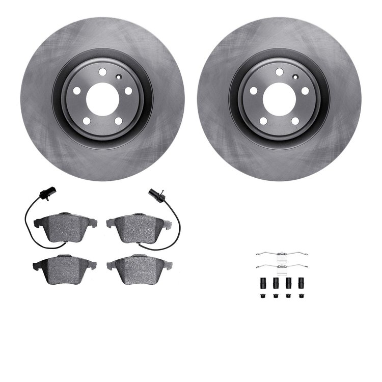 6312-73050 Brake Rotors with 3000-Series Ceramic Brake Pads Kit with Hardware, 2004-2009 Audi/Volkswagen, Position: Front