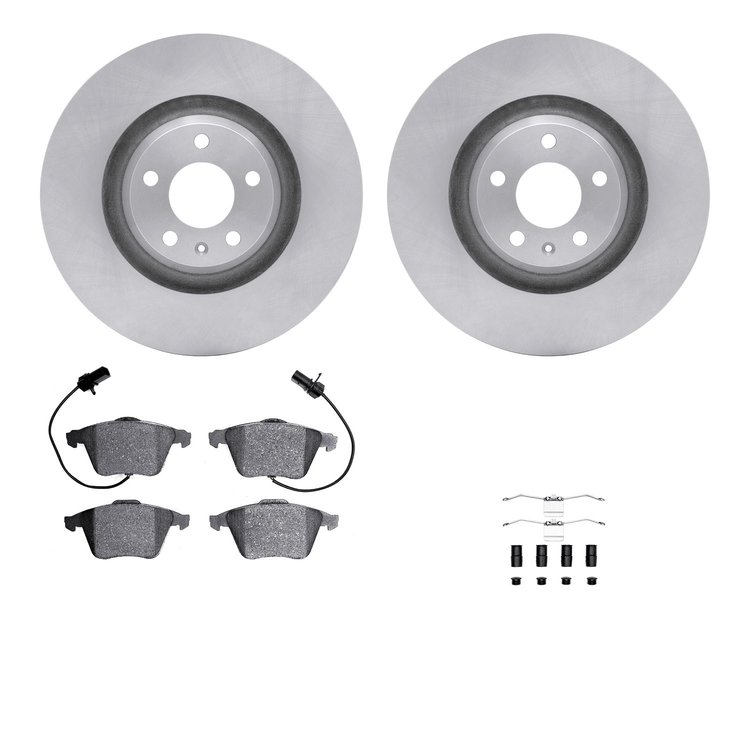 6312-73052 Brake Rotors with 3000-Series Ceramic Brake Pads Kit with Hardware, 2005-2011 Audi/Volkswagen, Position: Front